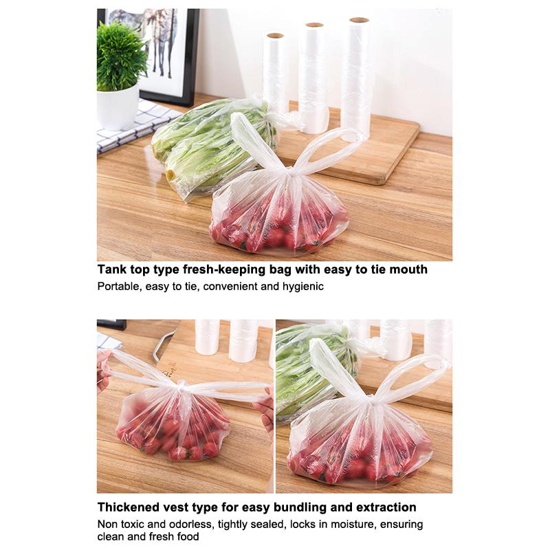 100 Pcs Plastic Bags Food Grade Fresh Preserving Bags Food Fruit Storage Bag Fresh Keeping Disposable Kitchen Packaging Bags