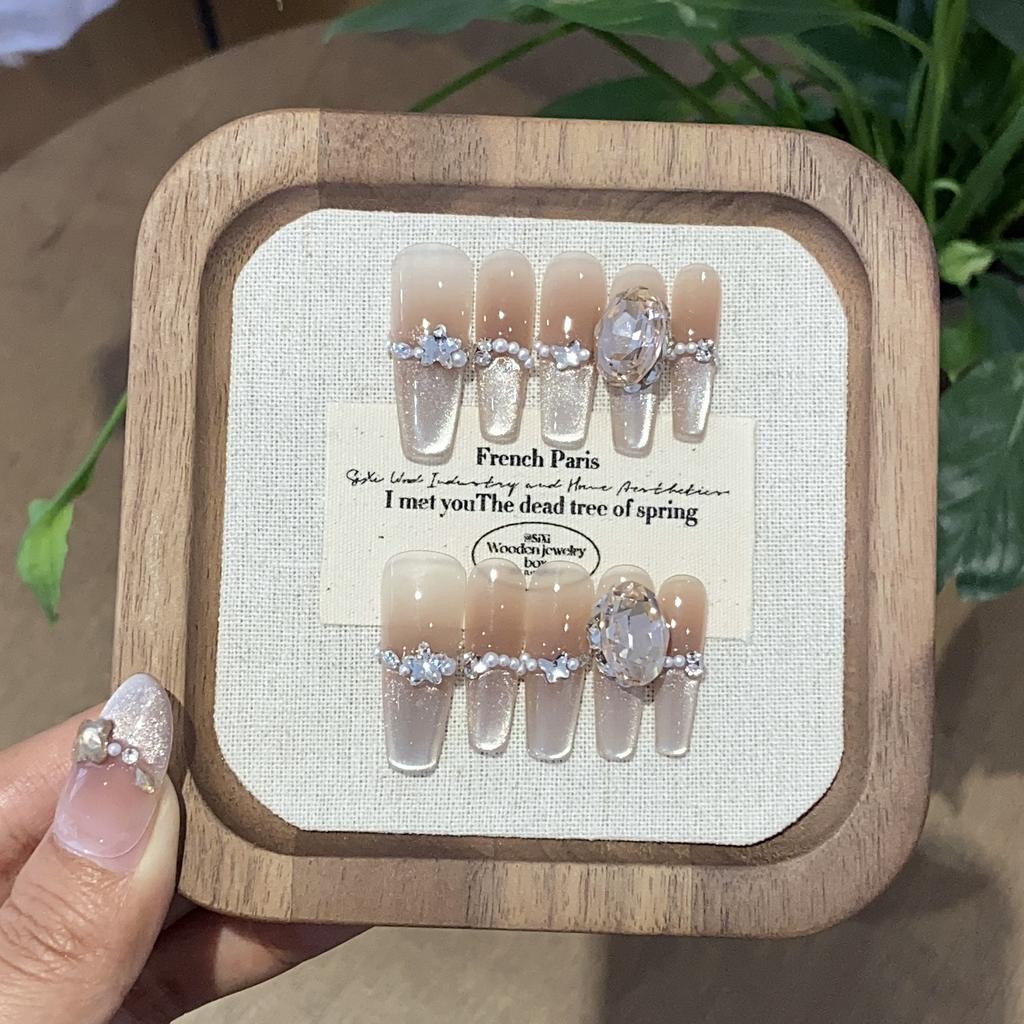 Handmade Gradient Side Light Cat Eye Pearl Small Broken Diamond Pile Elliptical Drill Deep Sea Coral