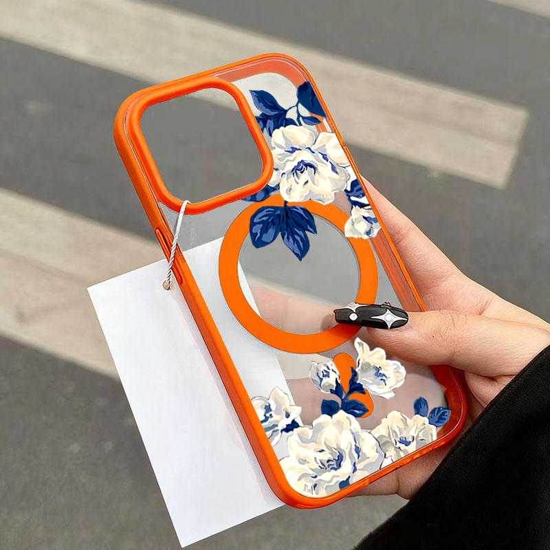 

Для iPhone 17 16 15 14 13 12 Pro Max 15 16 Plus 17 Air 11 Нічний Білий Рожевий Візерунок Макарон Магнітний Прозорий Чохол-Кришка для Телефона iPhone 15 Pro Max помаранчевий