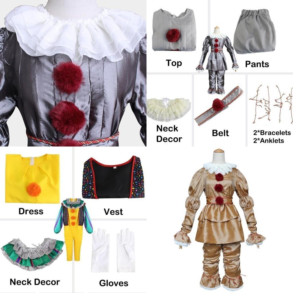 Authentic Pennywise Cosplay Costume For Kids Stephen King's It Clown Suit For Halloween Party