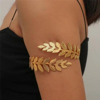 Yousheng Feuille Forme Haut du Bras Bracelet Bobine en Métal Tourbillon Spirale Forme Brassard Manchette Ouverture Bras Réglable Bracelet Brassard Bijoux Cadeau