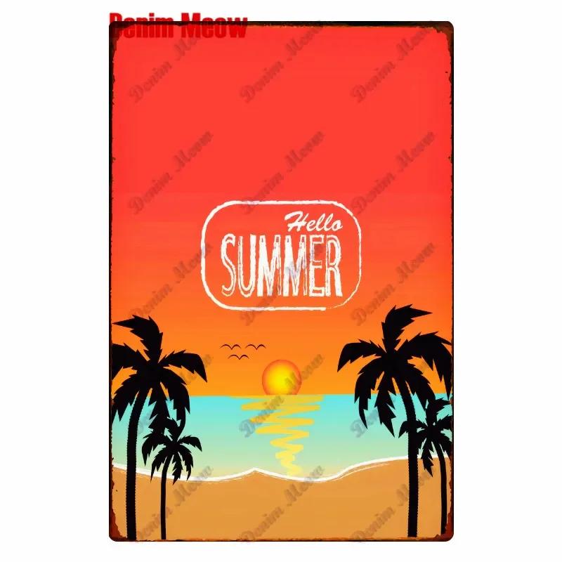 Beach Metal Tin Sign, Vintage Summer Beach Plates, Relax Wall Sign, Pool Tiki Bar Pub Seaside Ocean, Happy Place, Decor WY161