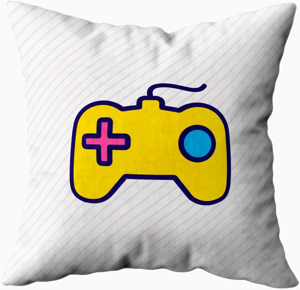 Gamer Game Controller Joypad Joystick Kissenbezug rot kariert Dekokissenbezüge 45x45cm Game Stick Play Video Shirt Druck