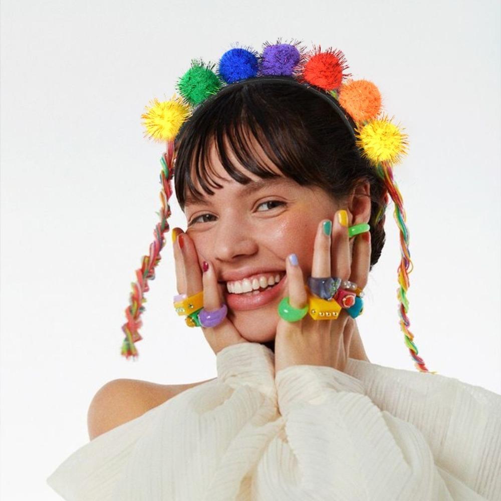 High Elastic Glitter Ball Hairbands Creative Mardi Gras Headdress Hair Hoop  for Holiday