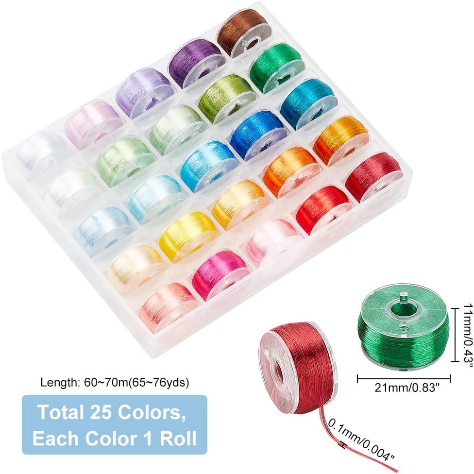 PH PandaHall 1640~1912 Yards Polyester Beading Thread 0.1mm Colorful Craft String 10 Colors High Gloss Single-Strand Thread Polyester Cord String for