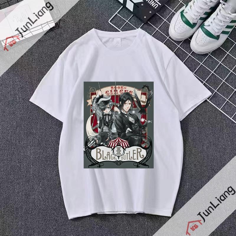 Japanese anime Black Butler cartoon comic mens Tshirt shortsleeved roundneck for streetwear menwomen clothing