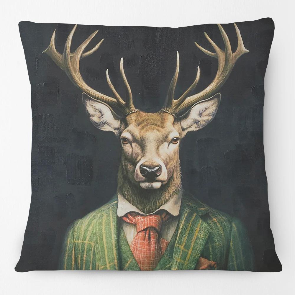 Victorian Bulldog Dachshund Dog Cushion Cover Vintage Highland Cow Stag Elephant Horse Camel Donkey Poster Pillow Case