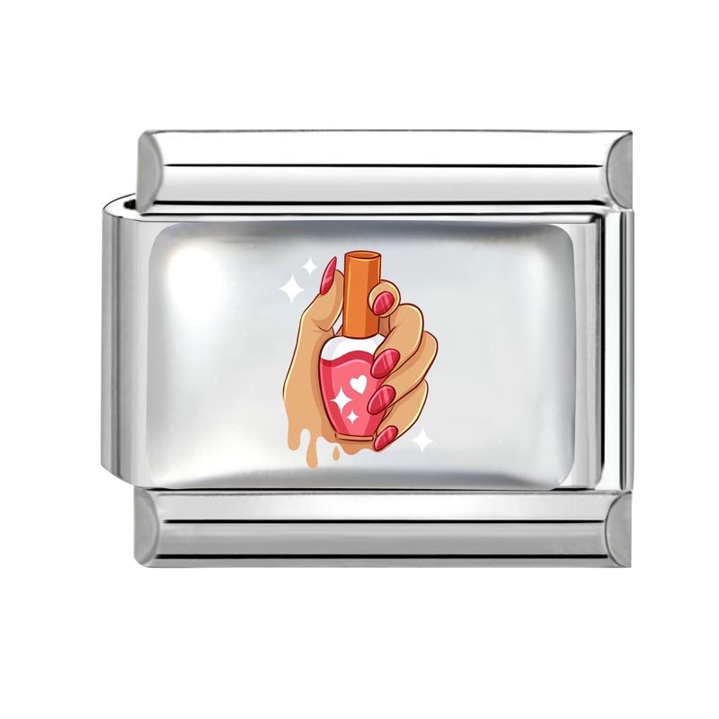 Spersonalizowany DIY Różowy Włoski Charms Serce Kokardka Szminka Słonecznik Koralik Pasuje do Bransoletki 9MM Stal Nierdzewna Biżuteria na Dzień Matki Prezent