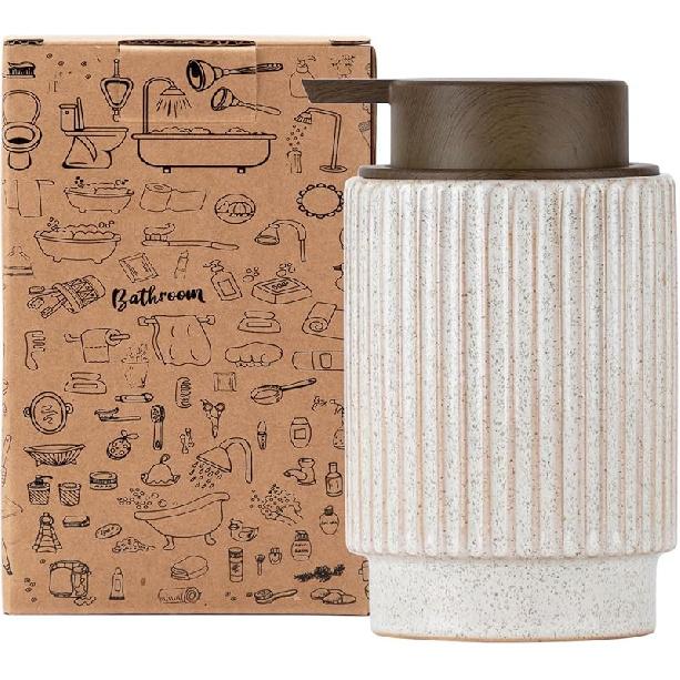 Fun Elements Foaming Soap Dispenser, 10 oz Kitchen Soap Dispenser for Kitchen, Bathroom Deluxe Hand Soap Dispenser (Wood Grain Color) Wood Grain