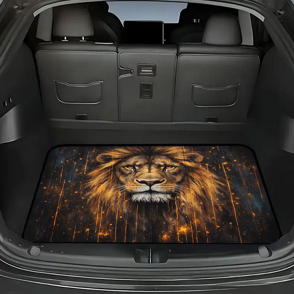 1Pcs Oil Painting Lion Head Car Trunk Mat with Anti Slip Cargo Liner Waterproof Rear Storage Protector Floor Mat for SUV Sedan V