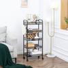 5-Tier Rolling Storage Trolley with Removable Steel Baskets, Black