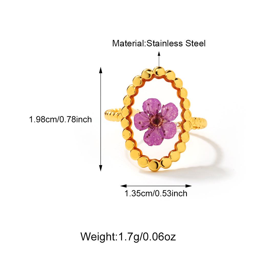 18K Gold Stainless Steel Clover & Daisy Flower Ring for Women