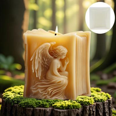 Wings Angel Relief Book Shape Candle Silicone Mold Wings Girl Angel Relief Dictionary Book Resin Mould Easter Gift Gypsum Molds