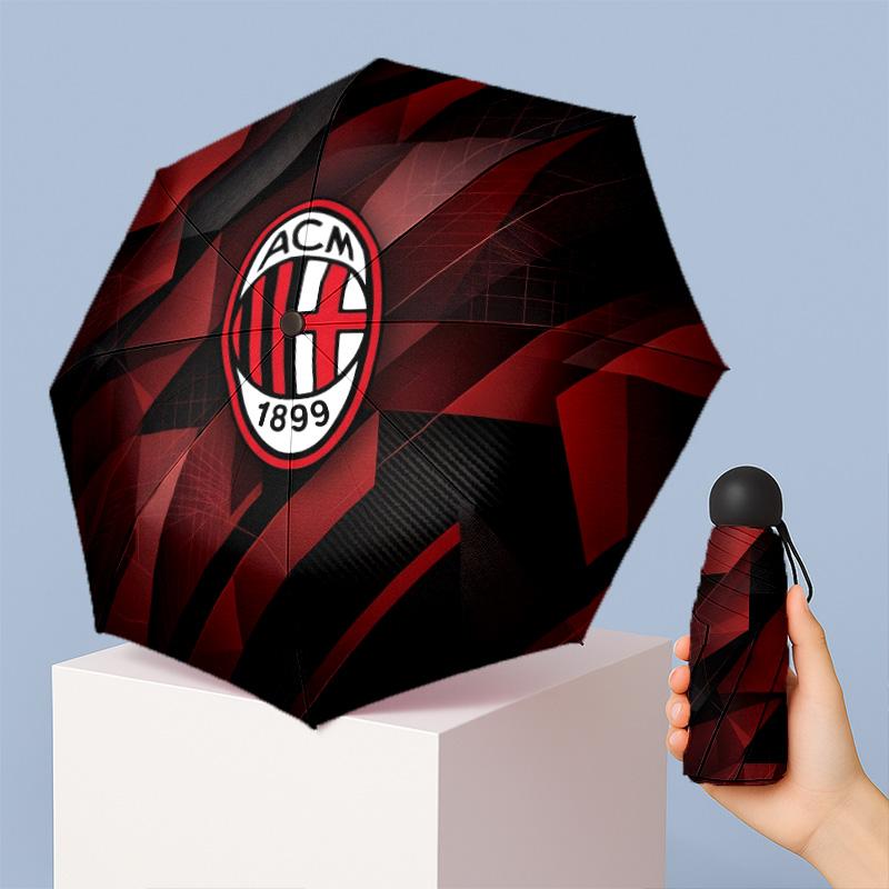 AC Milan Pattern Printed Mini 5 Folds 8 Ribs Compact Umbrella Windproof Waterproof Lightweight Portable Folding