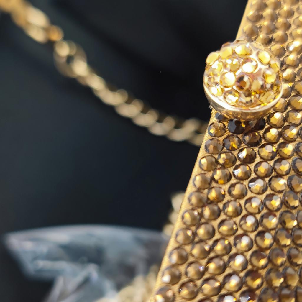 Boutique De FGG Women Brown Crystal Evening Bag Formal Party Dinner Rhinestone Handbags and Purses Bridal Diamond Clutch Purse