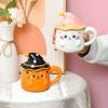 Creative Cute Cat Mug with Lid Ghost Cup for Girls Ceramic High Looking Cartoon Household Water Cup