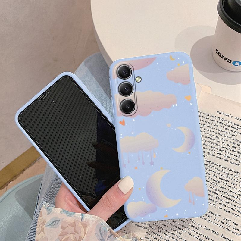 Cloud Patterned Soft Silicone Case For Samsung A55 A35 Xiaomi Redmi Note 13 Pro 13C iPhone 15  Huawei Honor Realme Camera Protective Shockproof Cover
