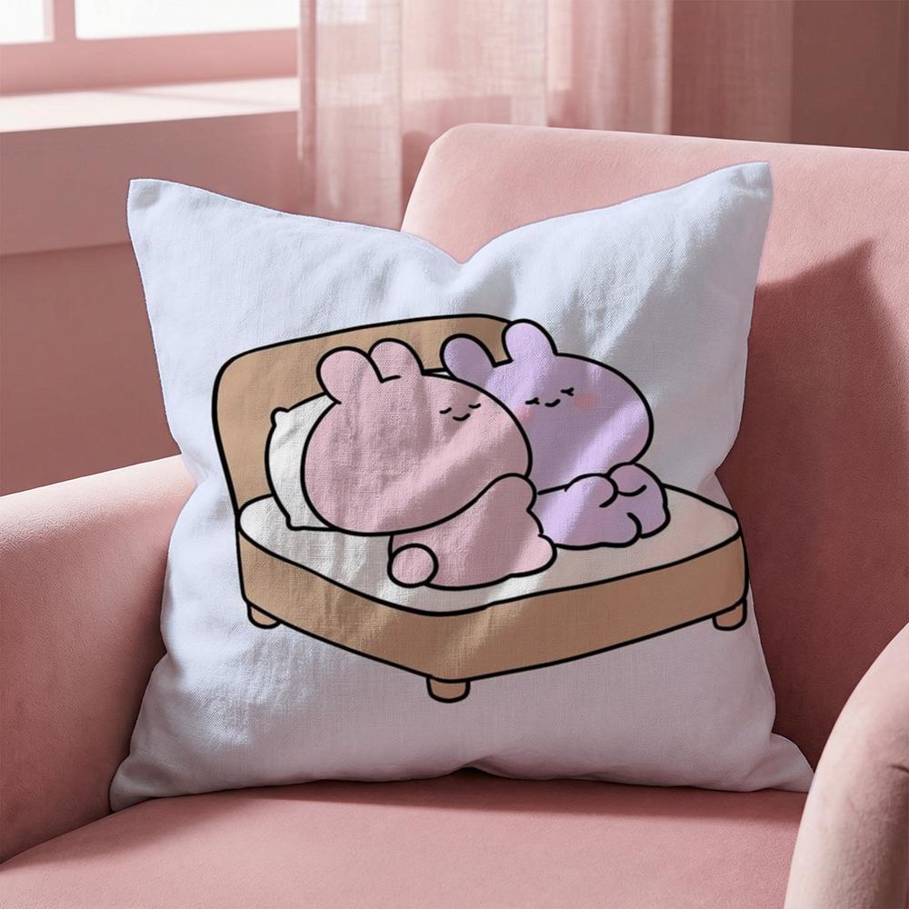 A-Asamimichan Cute Bunny Cushion Cover Multi-Scene Pillow Cover for Home & Car - Reversible, Soft & Durable for Daily Use