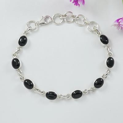 Brățară Onyx Negru Natural, Brățară Handmade pentru Femei, Brățară din Argint Sterling 925, Brățară de Nuntă, Piatră Semiprețioasă Neagră