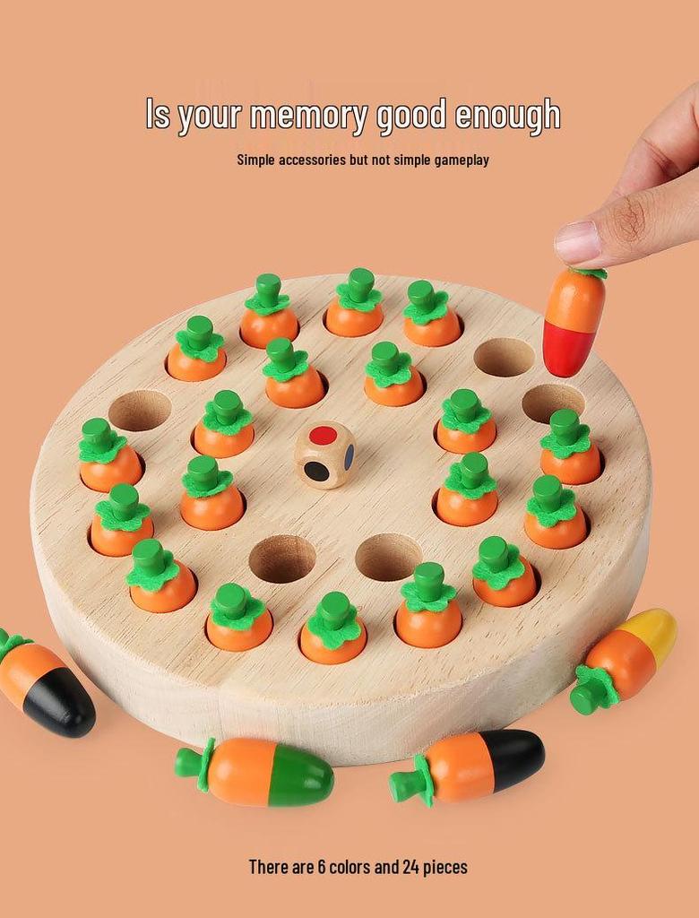 Children's Educational Carrot Mushroom Memory Chess Game: Enhances Focus & Parent-Child Interaction