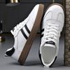 New Men Genuine Leather Casual Shoes Street Cool Striped Flat Skate Shoes Young Man Sneaker
