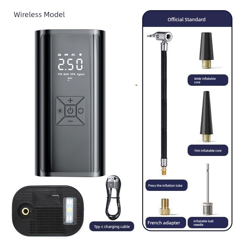 Car Air Pump, Wireless Portable Wired Tire Inflator for Cars, Electric Vehicles, Motorcycles, Automatic Inflator, Air Pump