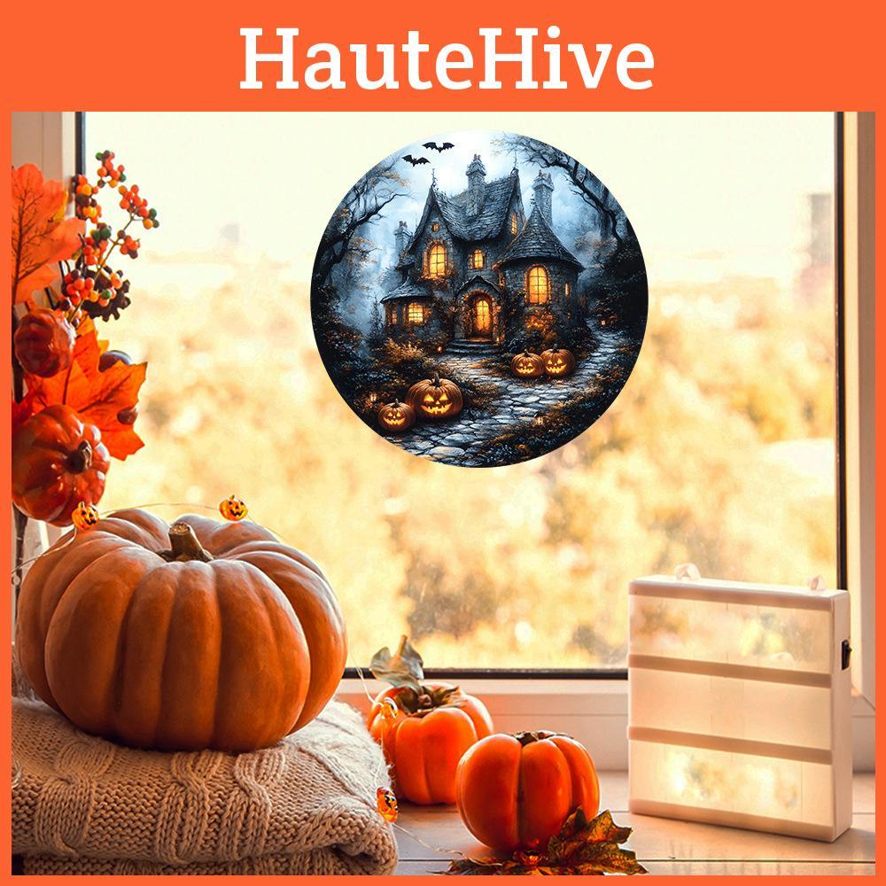 Modern Castle Pumpkin Bat Pvc Wall Sticker For Living Room Decor With Uv Static Cling For Home And Commercial Spaces