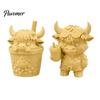 Desktop Landscaping Ornament 2Pcs Cute Highland Cow Figurine, 3D Printed Bubble Tea Statues, Handheld Drink Calf Summer Farmhouse Style Ornaments,