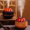 Luftbefeuchter mit Holzkohleflamme, Aromatherapie-Diffusor für ätherische Öle, 300-ml-Ultraschall-Luftbefeuchter mit Nebelfunktion für Schlafzimmer und Büro (Nachtlicht)