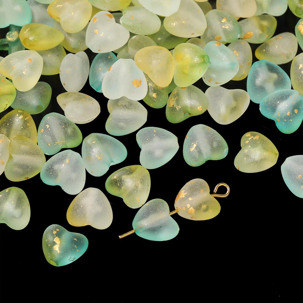 50pcs Acrylic Love Heart Beads Gradient AB Color Large Crystal Loose Spacer Beads for Necklace Bracelet Pendant Jewelry Making 9 x 10mm