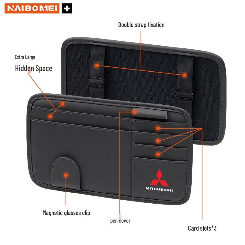 Compatible Glasses and Bill Clip for Mitsubishi Lancer EX, ASX, Outlander, Lancer, and Pajero. Attachable to Car Sun Visor.