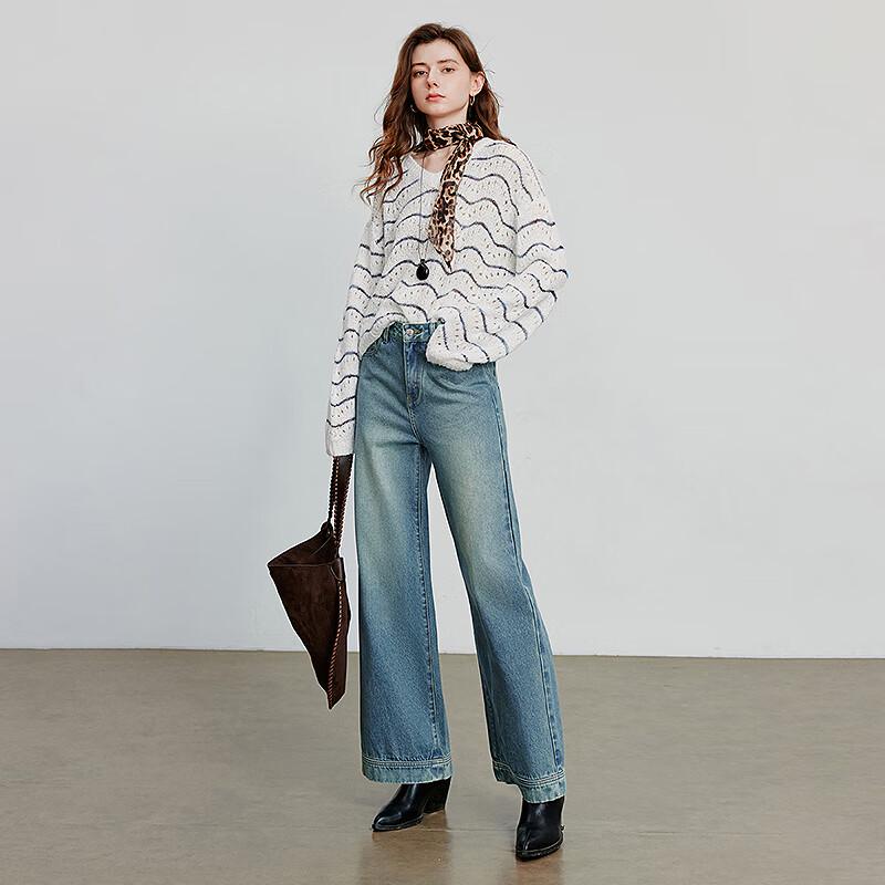 Chuyu Women's Retro Wide-Leg Loose Jeans