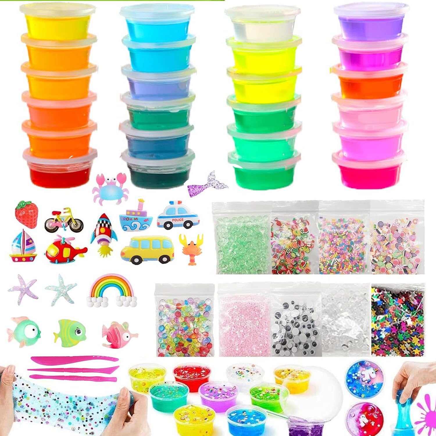 

Набор для изготовления слаймов Газель - 24 предмета: Кристальная глина, Бусины в форме аквариума, Кусочки фруктов, Инструменты для рукоделия, Снятие стресса, Дети, Мальчики начальной школы, Девочки, B