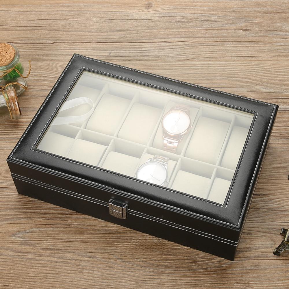 12 Slots Watch Case Portable Storage Box Practical Watch Organizer  Display
