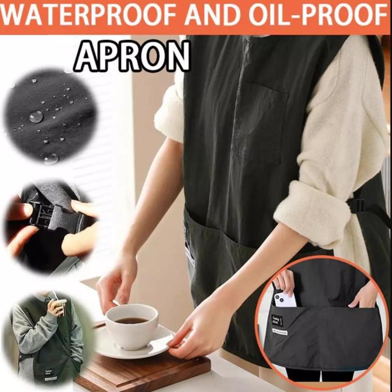 Waterproof Vest Apron Coffee Shop Cooking Aprons Oilproof Bbq Aprons With Big Pocket Kitchen Waiter Workwear Apron