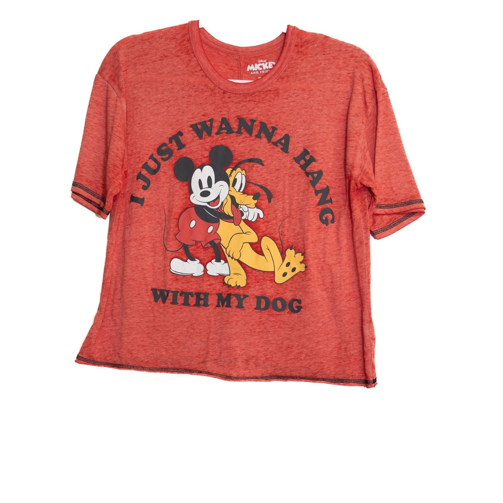 Disney Size S(46) Mickey And Pluto Just Wanna Hang With My Dog Graphic Tee XXL
