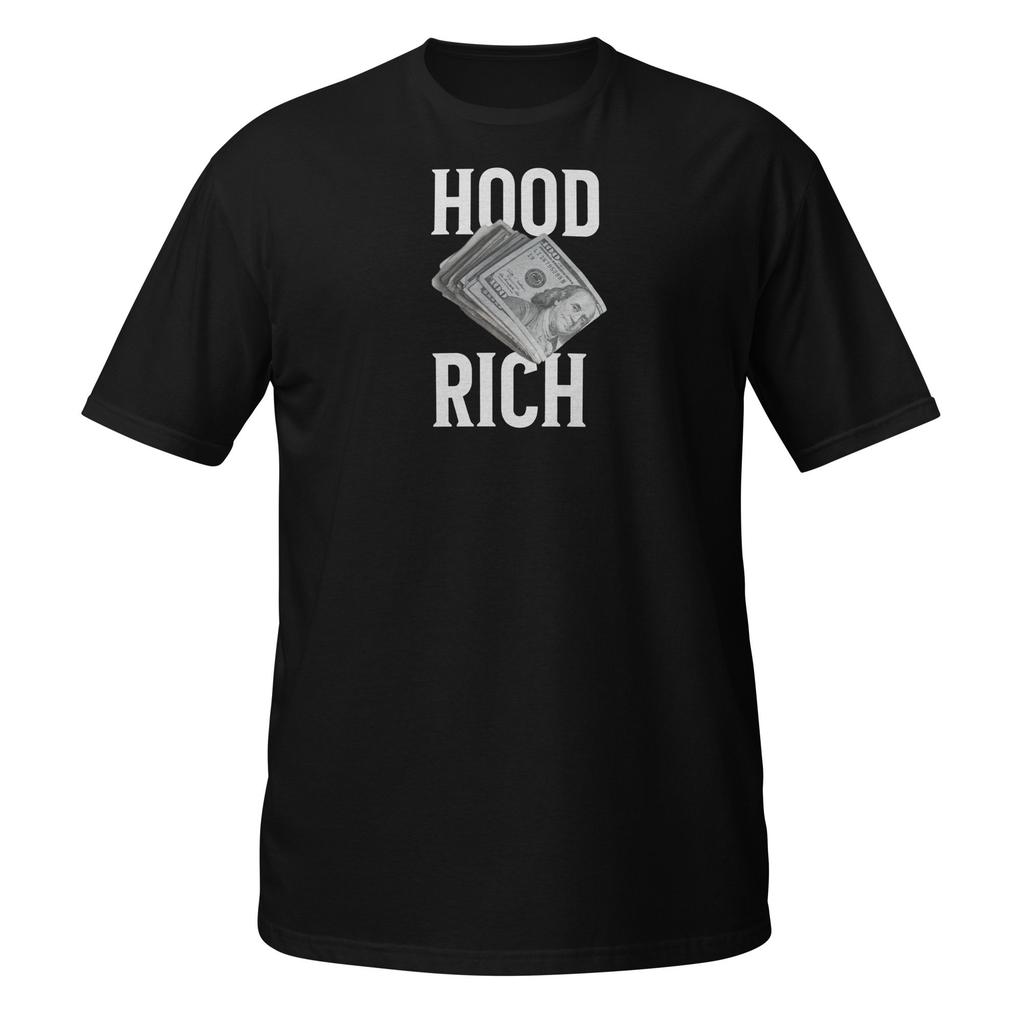 2025 Summer Hood Rich HipHop Black Culture ShortSleeve Unisex Rapper Clothing 100 Pure Cotton Printed Leisure Tshirts Y2k