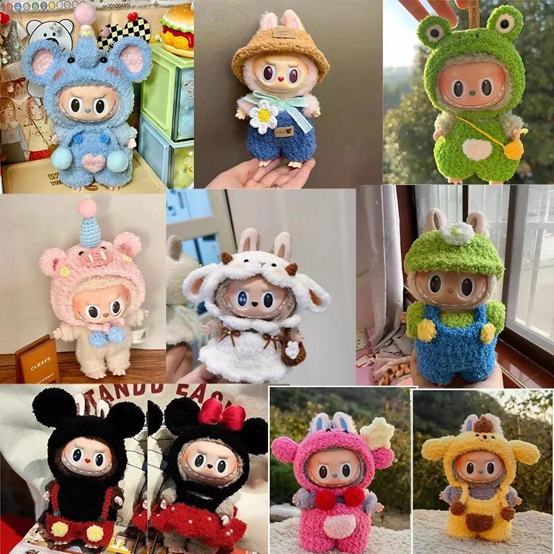New 17cm Labubu Inventory Cute Fashion Clothing Accessories Labubu Headband Scarf Decoration Bubble Doll Clothing Birthday Gift