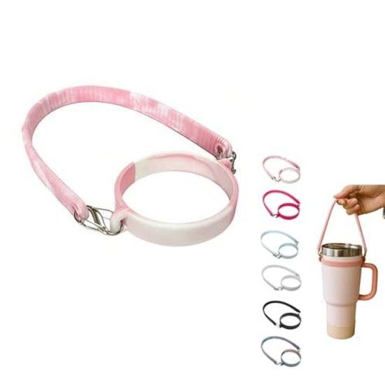 popomyul Drink Holder Portable Tumbler Case Cup Sling Silicone Handle Colorful Strap Stylish (Marble Pink)