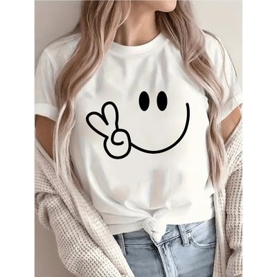 Women's Letter Print T-Shirt Crew Neck Short Sleeve Casual Basic Top