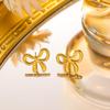 Wen Jian Bow Tie Titanium Steel Stud Earrings: Trendy, Simple, Cool Style for Women 2023