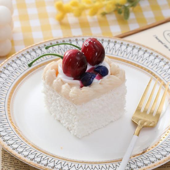 Simulation Square Cake Model Refrigerator Magnet Shredded Coconut Fruit Cake Desktop Decoration Photo Props