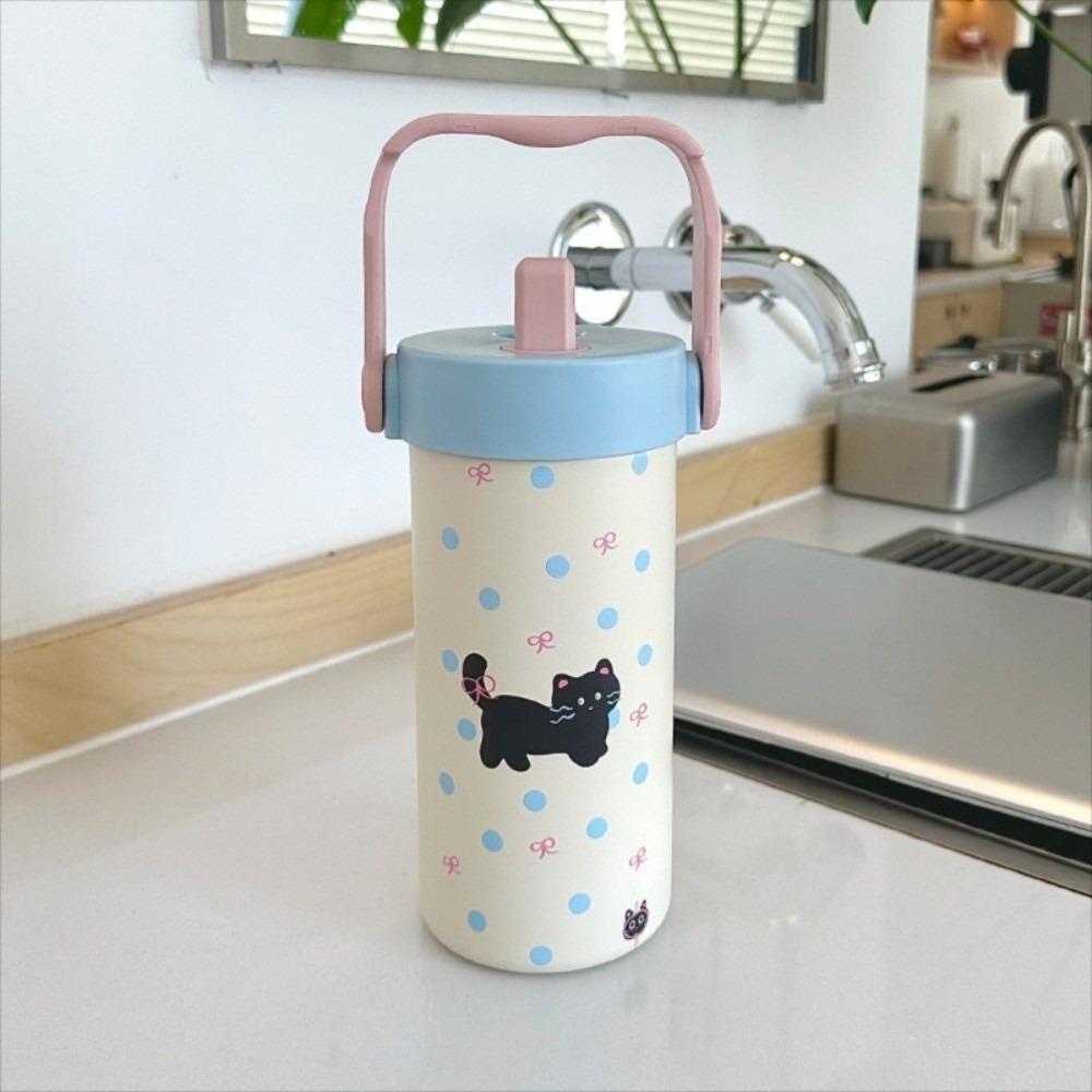 Water Cup Portable Insulated Cup Stainless Steel Cute Cat Thermos Mug  Cold/Hot Water