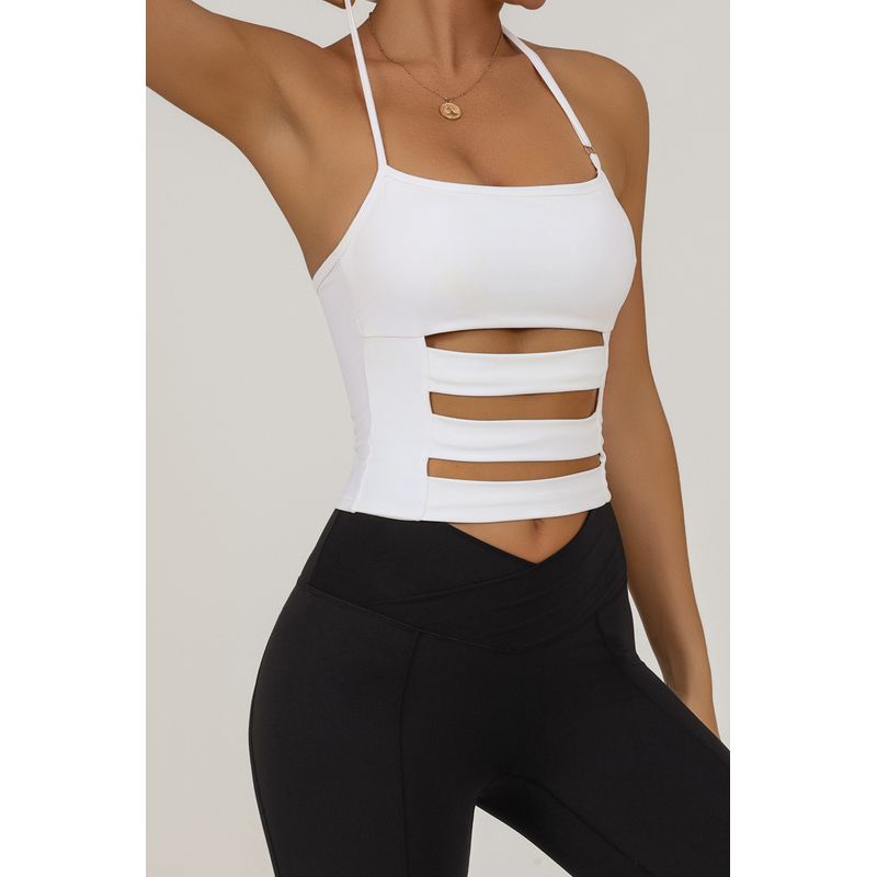 

Export New Arrival Cross-Border Sports Yoga Vest Women s with Chest Pad Strap Adjustable Fitness Training Sling Tops White M