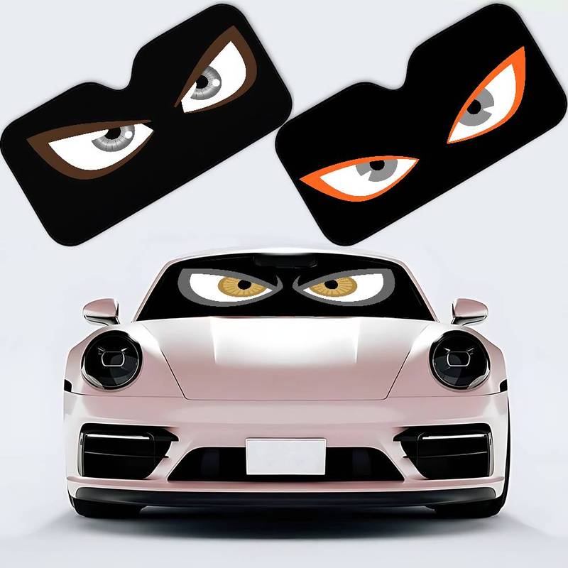 Cartoon Angry Eyes Car SunShade Car Sunshade Covers Cover Universal Windscreen Folding Visor