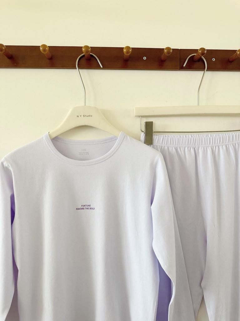 Teen Big Kid Autumn Pajamas - Solid Color, Unisex, Soft Lycra, Xinjiang Cotton, Comfortable & Skin-Friendly