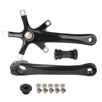 Aluminium Alloy Folding Bike Integrated Hollow Crank Left and Right Set Contains Middle Shaft ScrewBlack