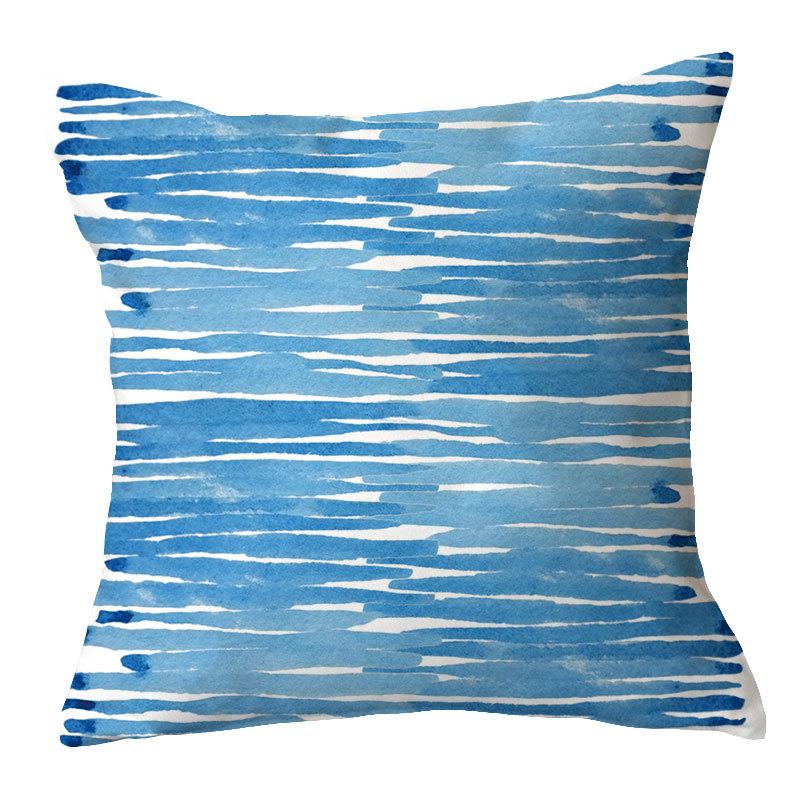 Simple New Blue Geometric Plush Pillowcase Home Fabric Sofa Pillow Cushion Cover Design