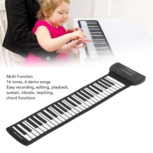 PM49H 49-Key Roll-Up Piano with External Voices, USB Battery Powered, Portable Keyboard Piano for Kids and Beginners, 4D Surround Sound, 16 Voices (PM