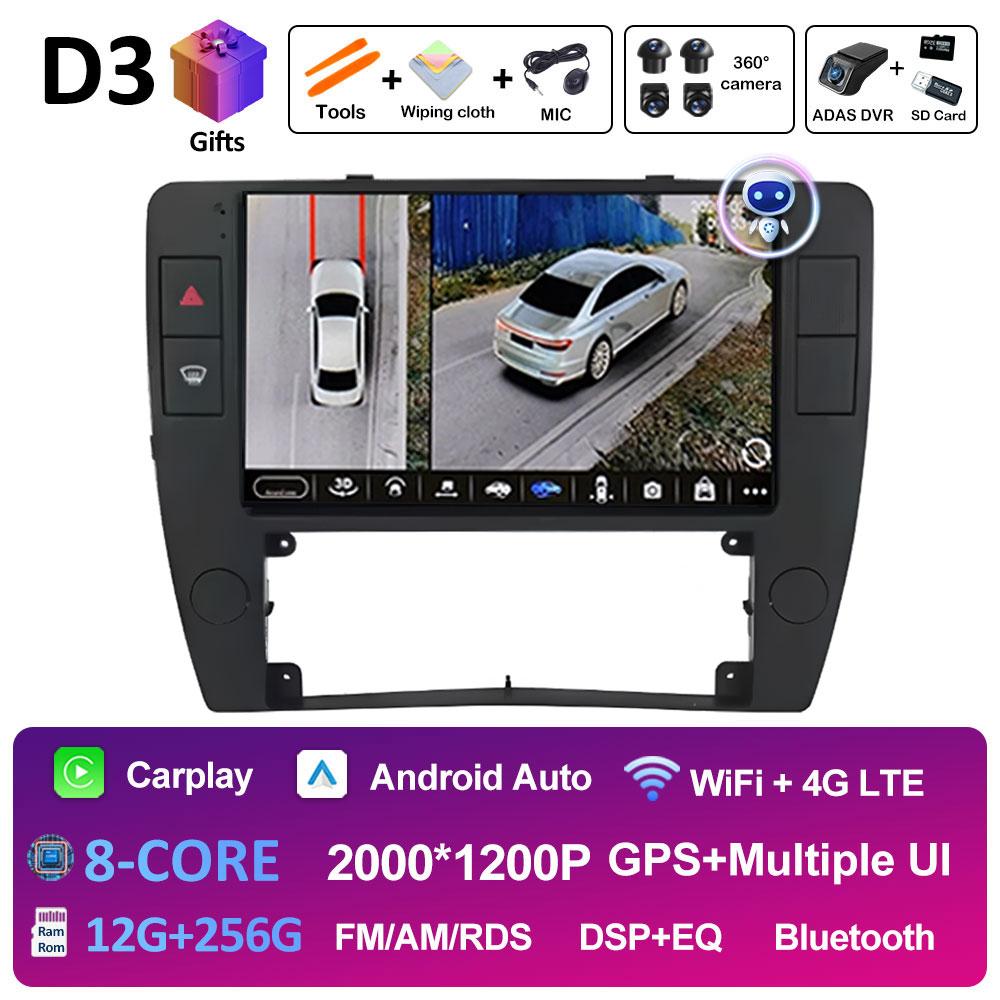 Sistem stereo wireless Carplay DSP pentru Volkswagen Passat B5 2000 2001 2002 2003 2004 2005 Android 14, ventilator de răcire, accesorii Bluetooth